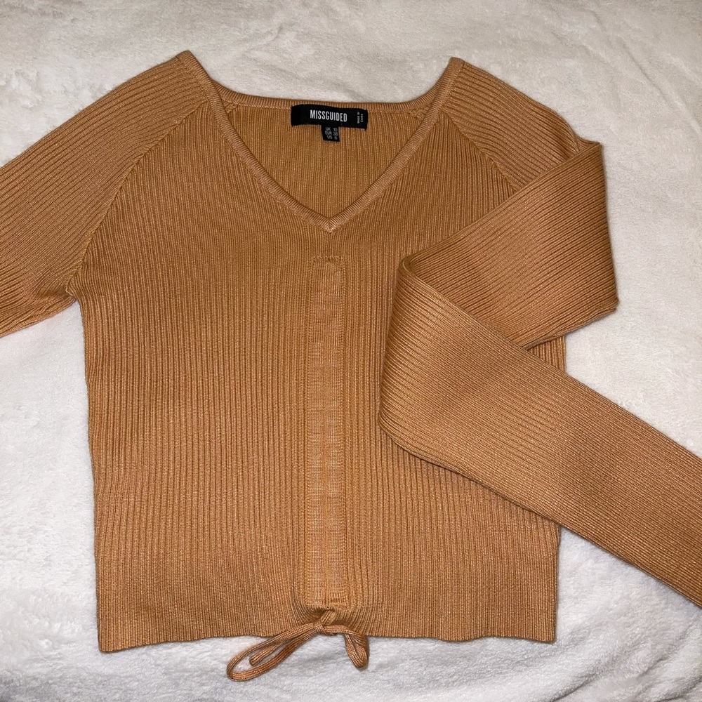 Missguided scrunch tie long sleeve sweater